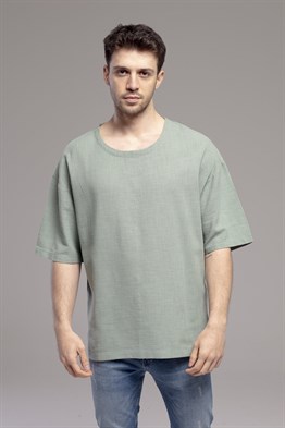 Oversize Keten Gömlek  T-Shirt Haki
